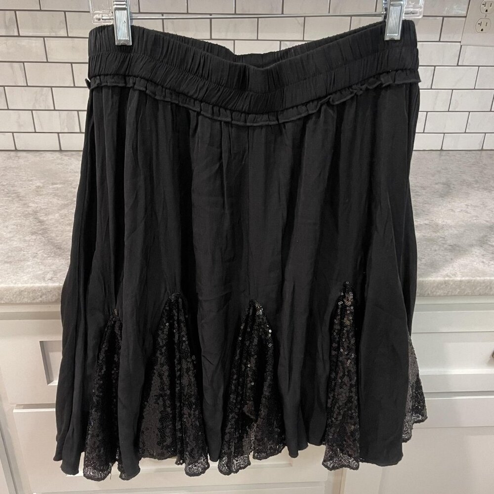 ODDI Skirt Womens 3XL Black Sequin Flare Knee Length Elastic Waist Party New Tag